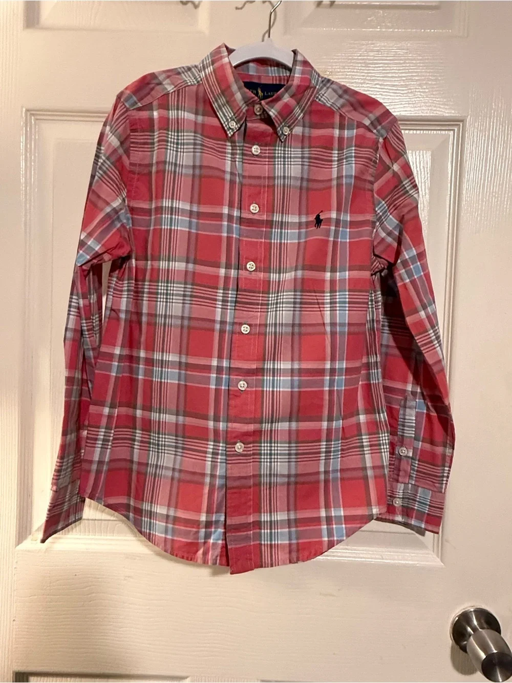 Ralph Lauren Red Plaid Button-Down kids Shirt size 10-12 #theclassy